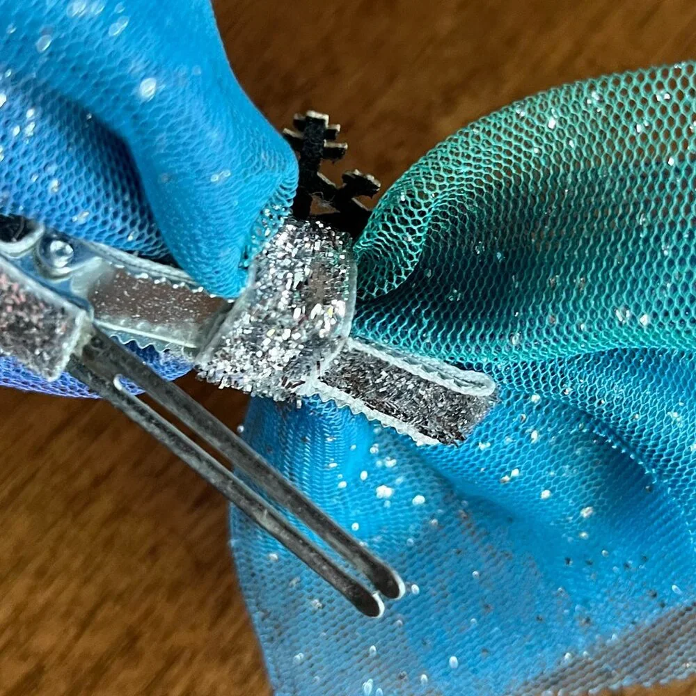 Snowflake sparkle hair clips